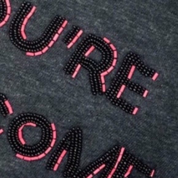 Loft “You’re Welcome” Charcoal Beaded Swea… - Picture 4 of 5